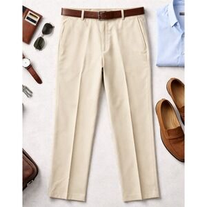 Dockers Premium ProStyle Pant Relaxed Fit Flat Front Khaki W38 L30 Wrinkle Free